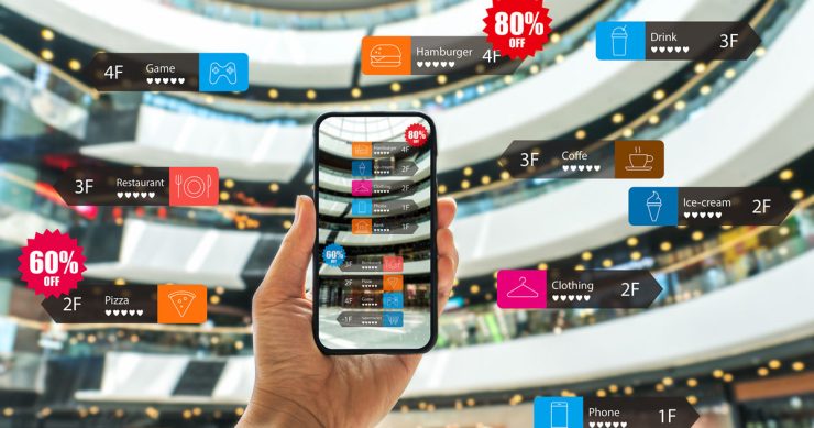 phone with stores labeled